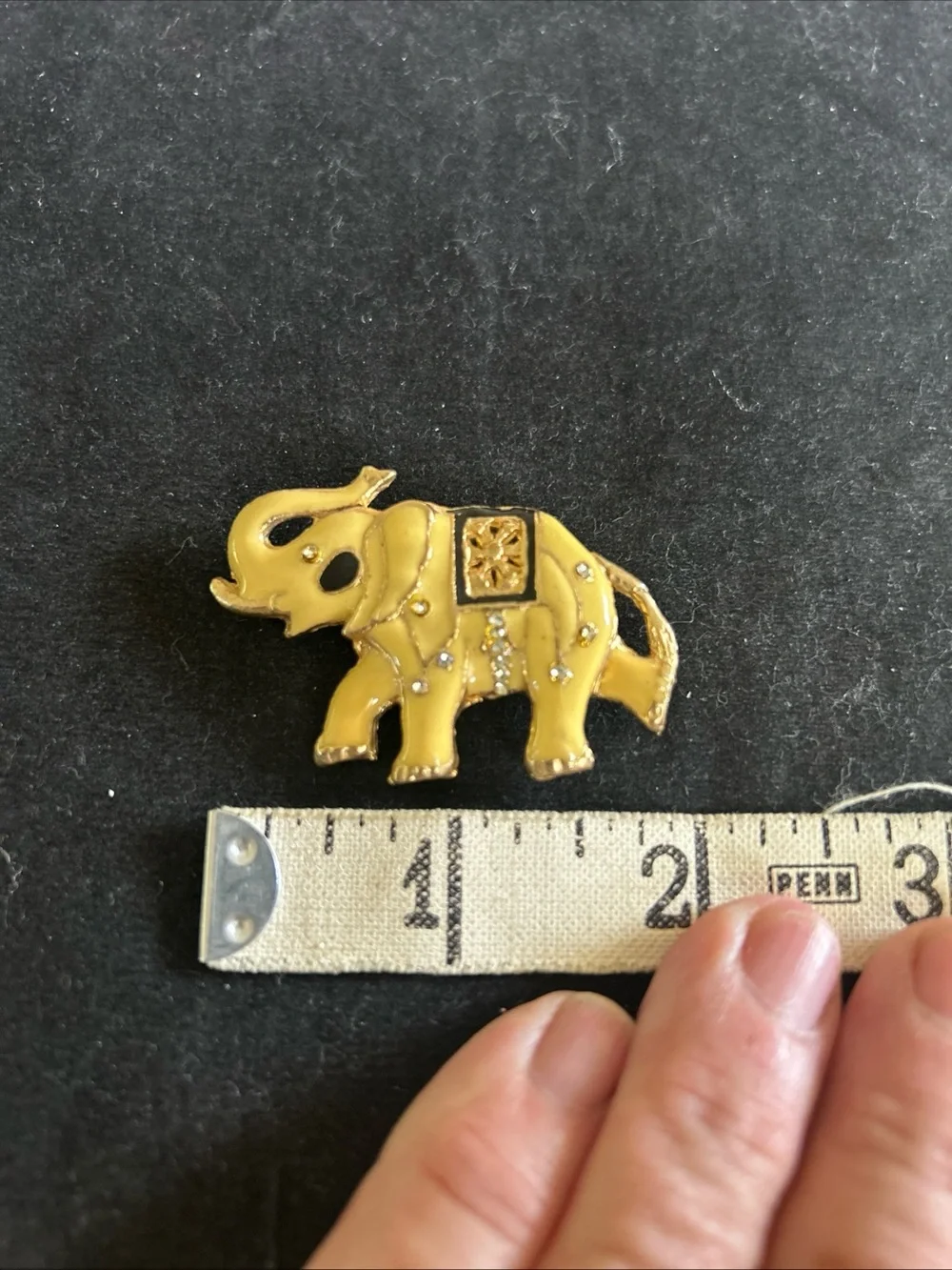 Gold Tone Vintage Elephant yellow Enamel Brooch- Decorative Women's Brooch